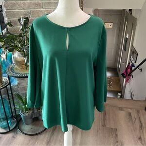 Ann Taylor Green Relaxed Cut Out Blouse